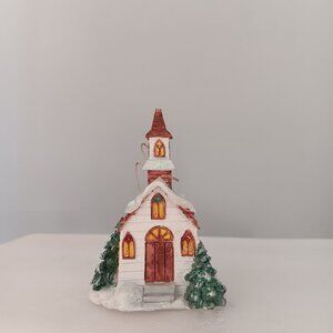 Vintage 1995 San Francisco Music Box Company Church Ornament Snowy Christmas